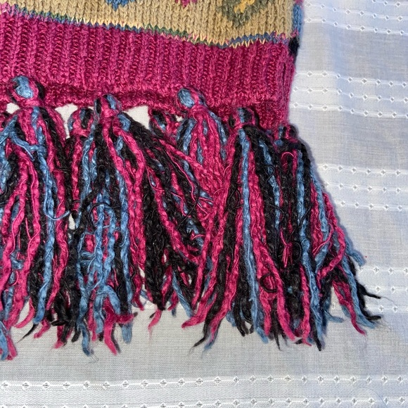 Vintage 90s Lizwear Western Aztec Boho Knitted Sweater Fuchsia Black Size Small - Picture 2 of 11